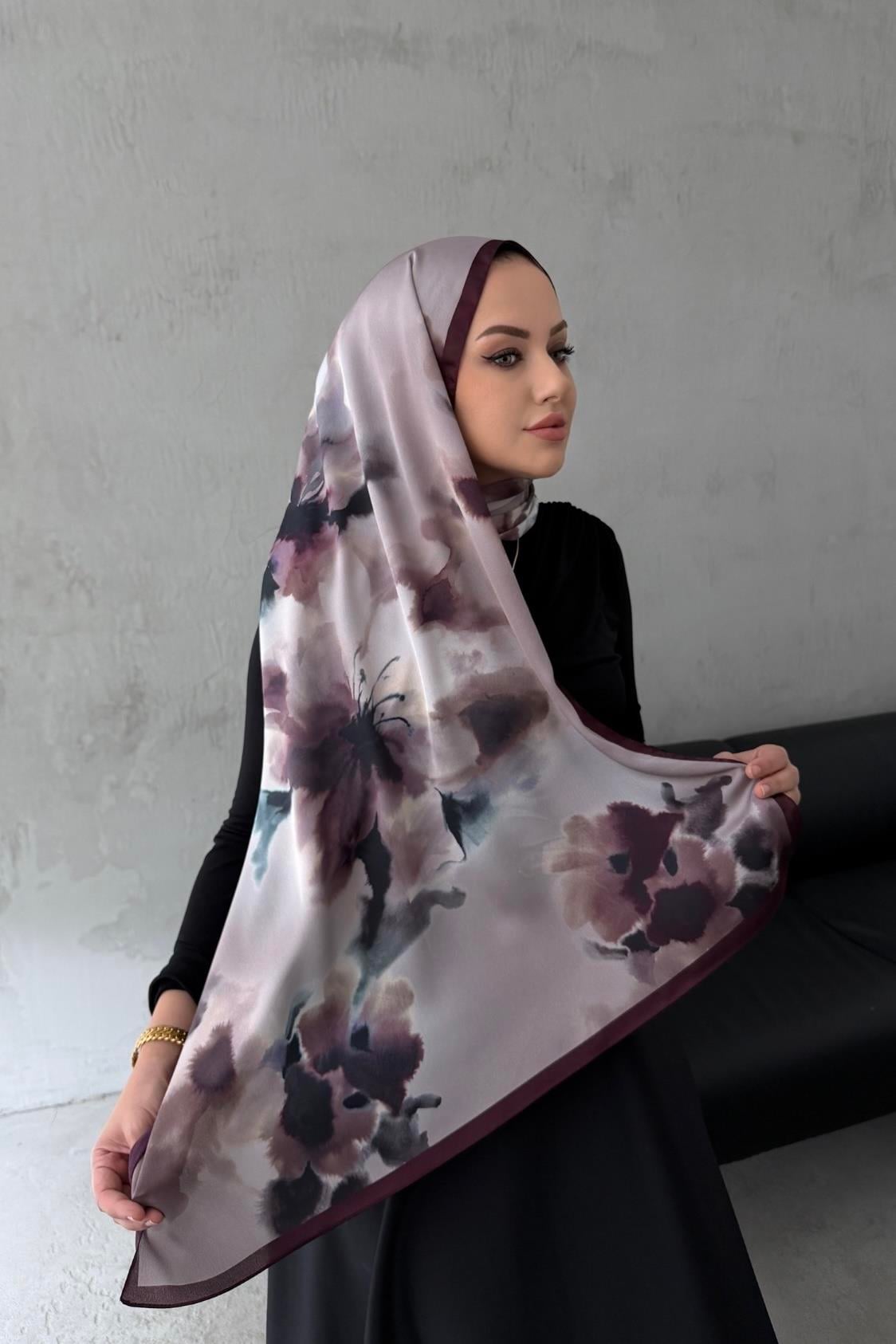 Mürdüm Roesa Kumlu İpek Şal