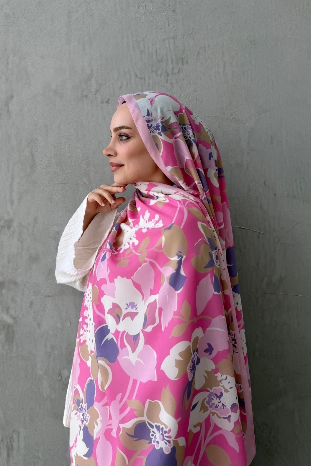 Pembe Rosa Modal İpek Şal