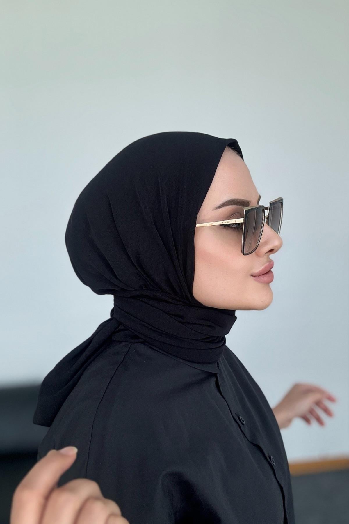 Pratik Elegans Çıtçıtlı Şal Siyah