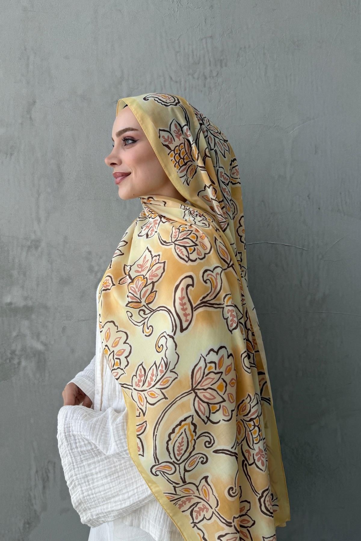 Sarı Gardenia Modal İpek Şal