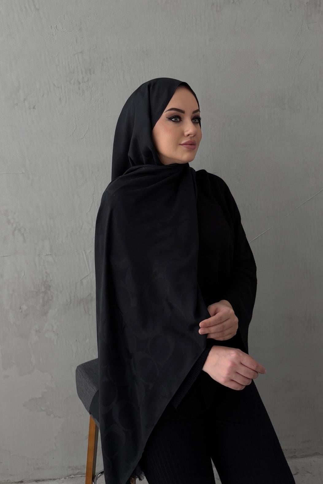 Siyah Coac Yün İpek Şal 