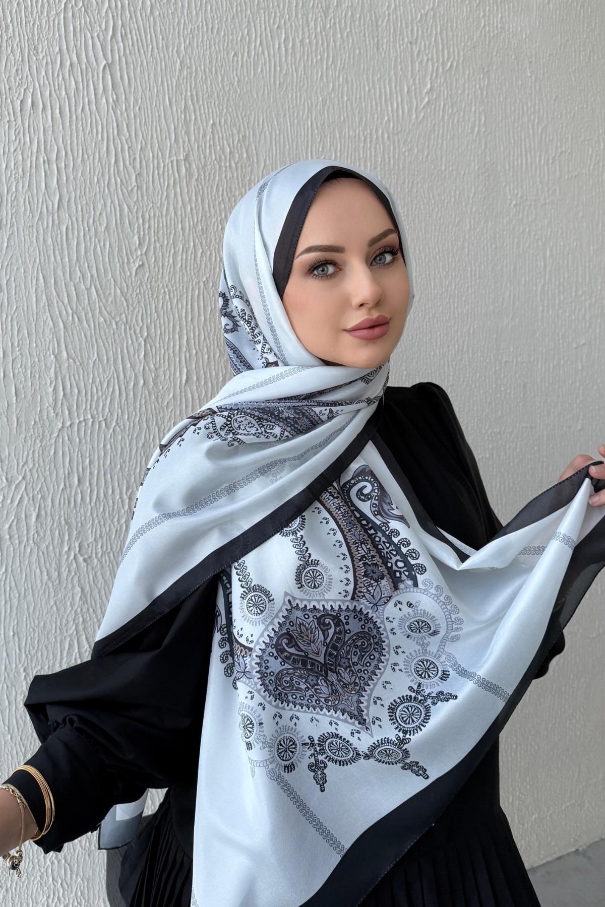 Siyah Etro Etnik Vual İpek Şal 