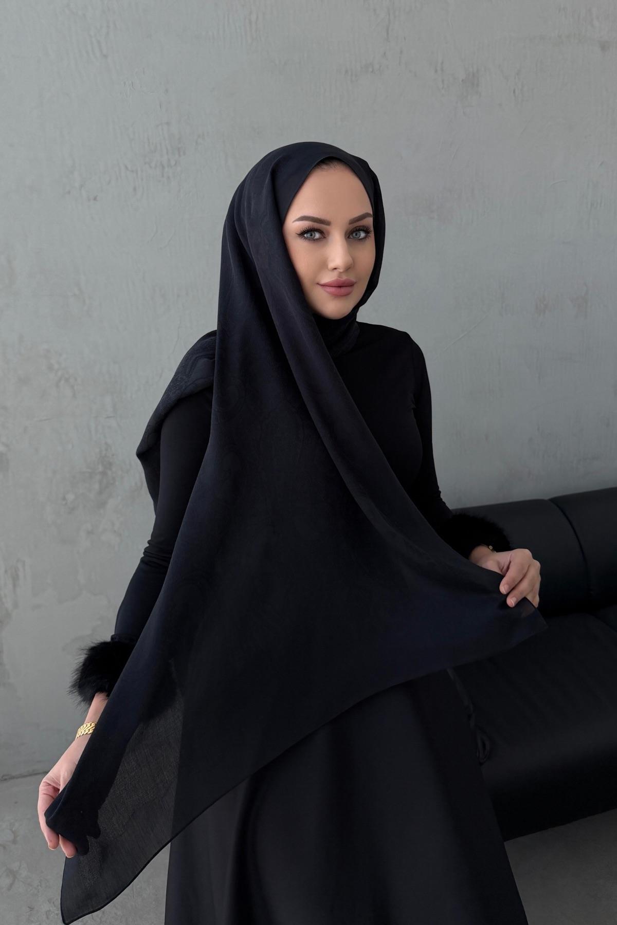 Siyah Helena Pamuk Kaşmir Şal