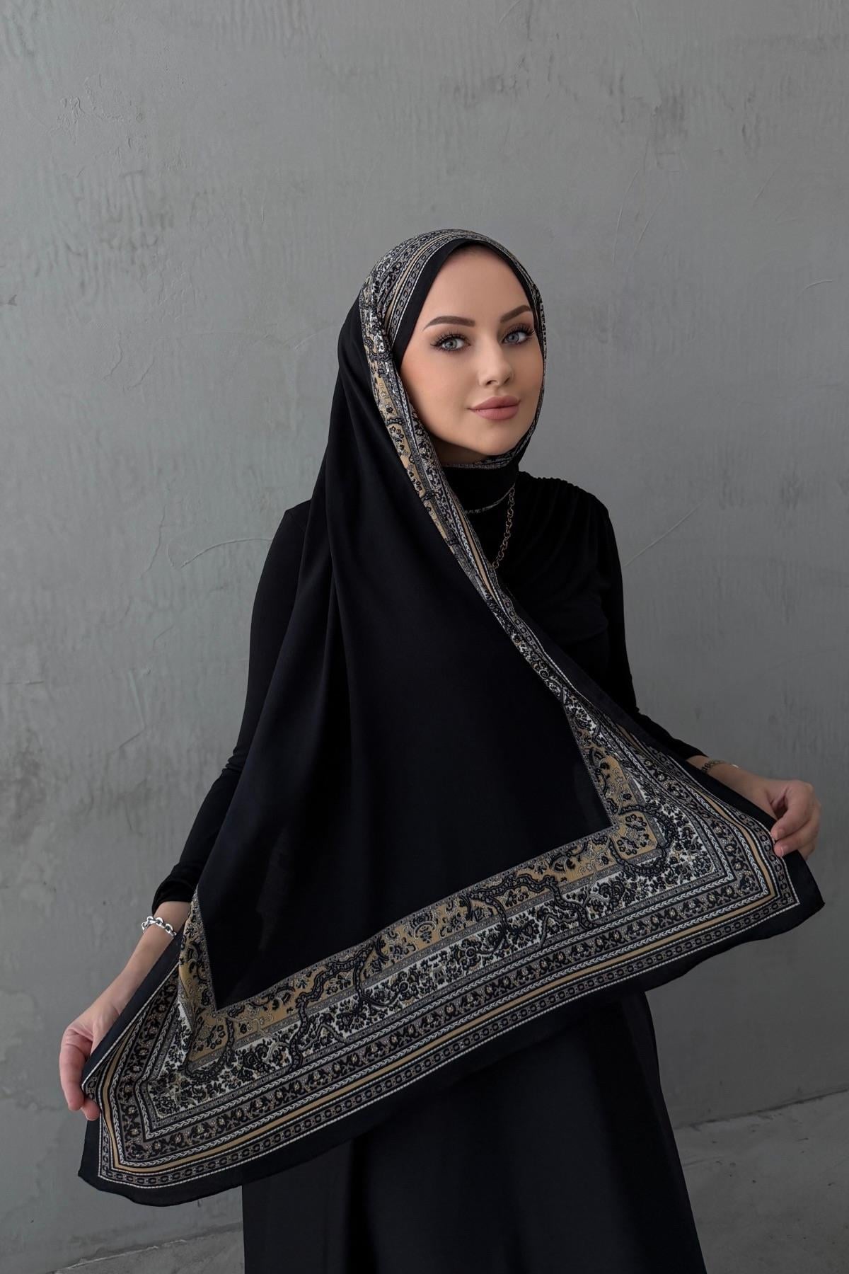 Siyah İthal Kumlu Şal