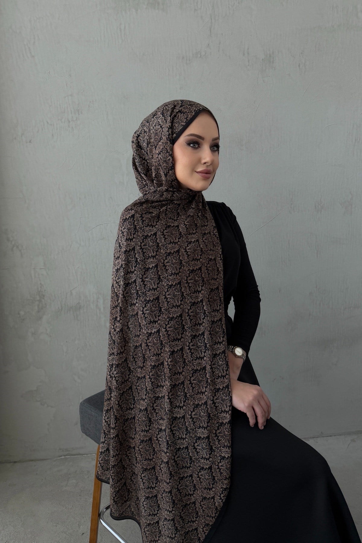 Siyah Laura %100 Pamuklu Şal