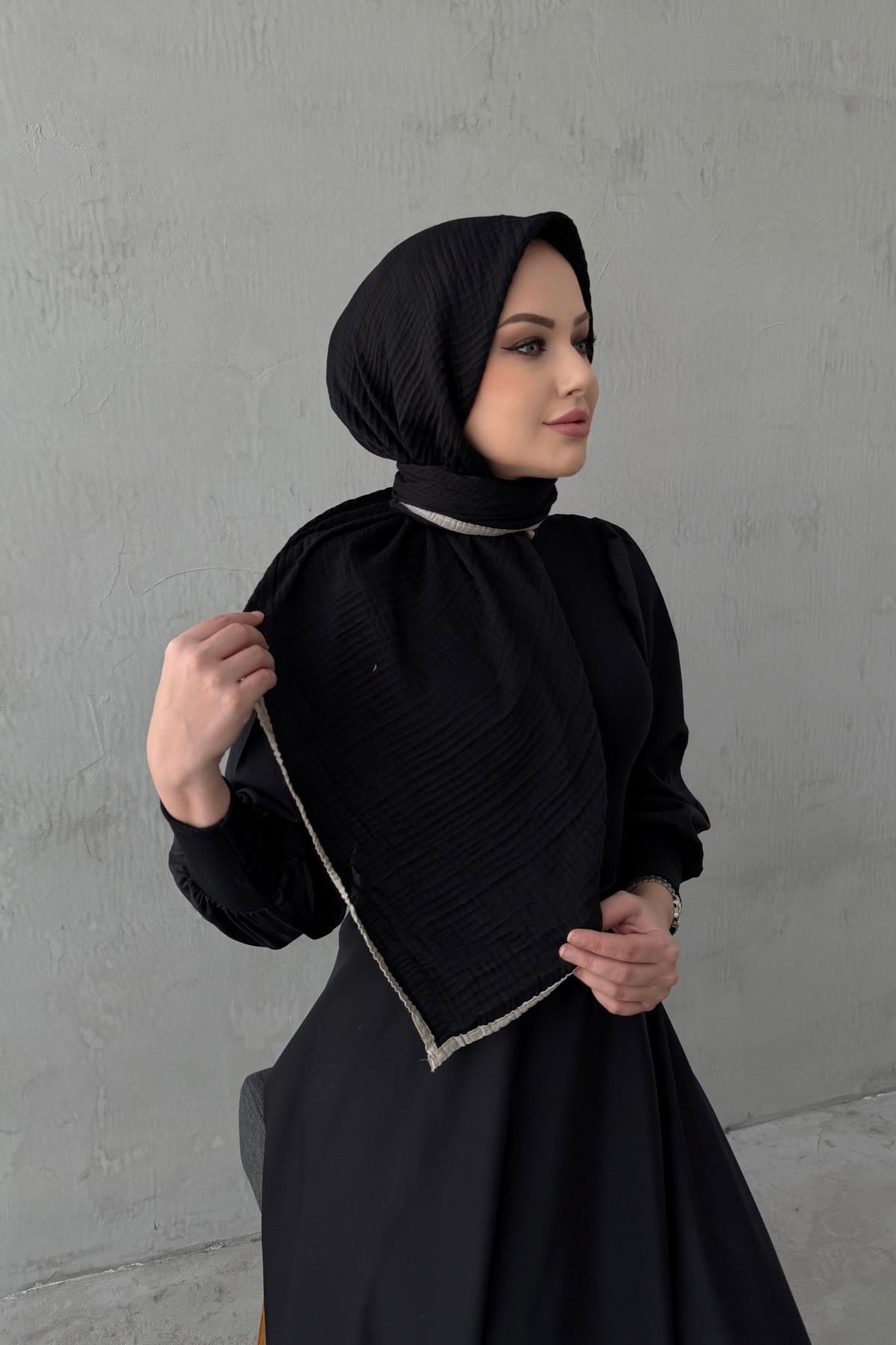 Siyah Müslin Eşarp 