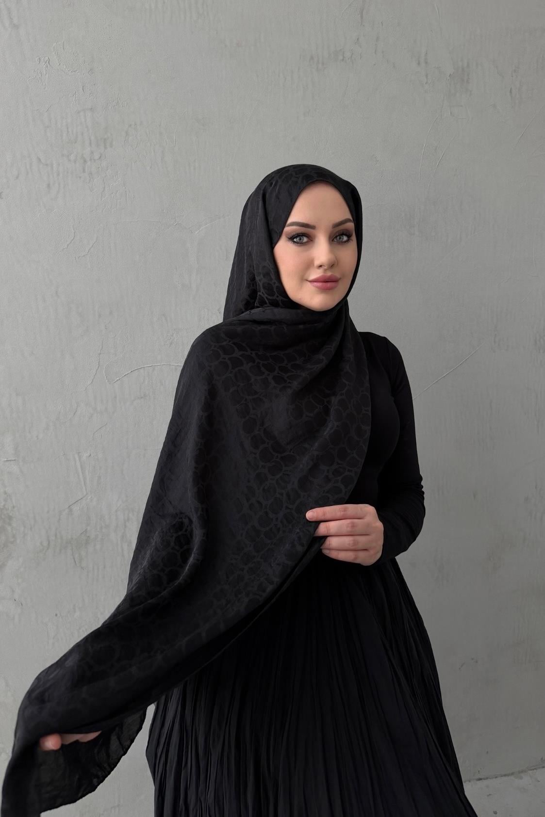 Siyah Perry Floş Pamuk Şal 