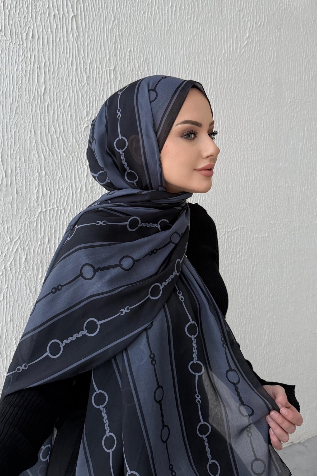 Siyah Safir Modal İpek Şal  