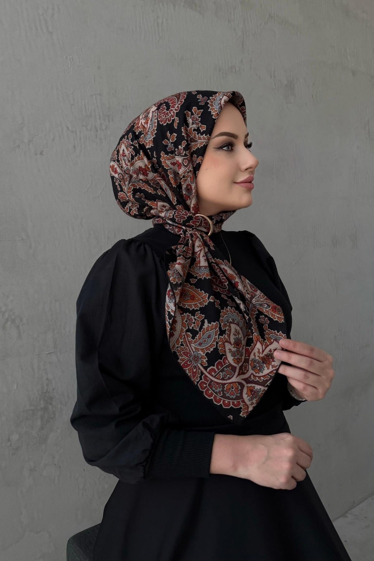 Siyah Sema %100 Pamuk Eşarp