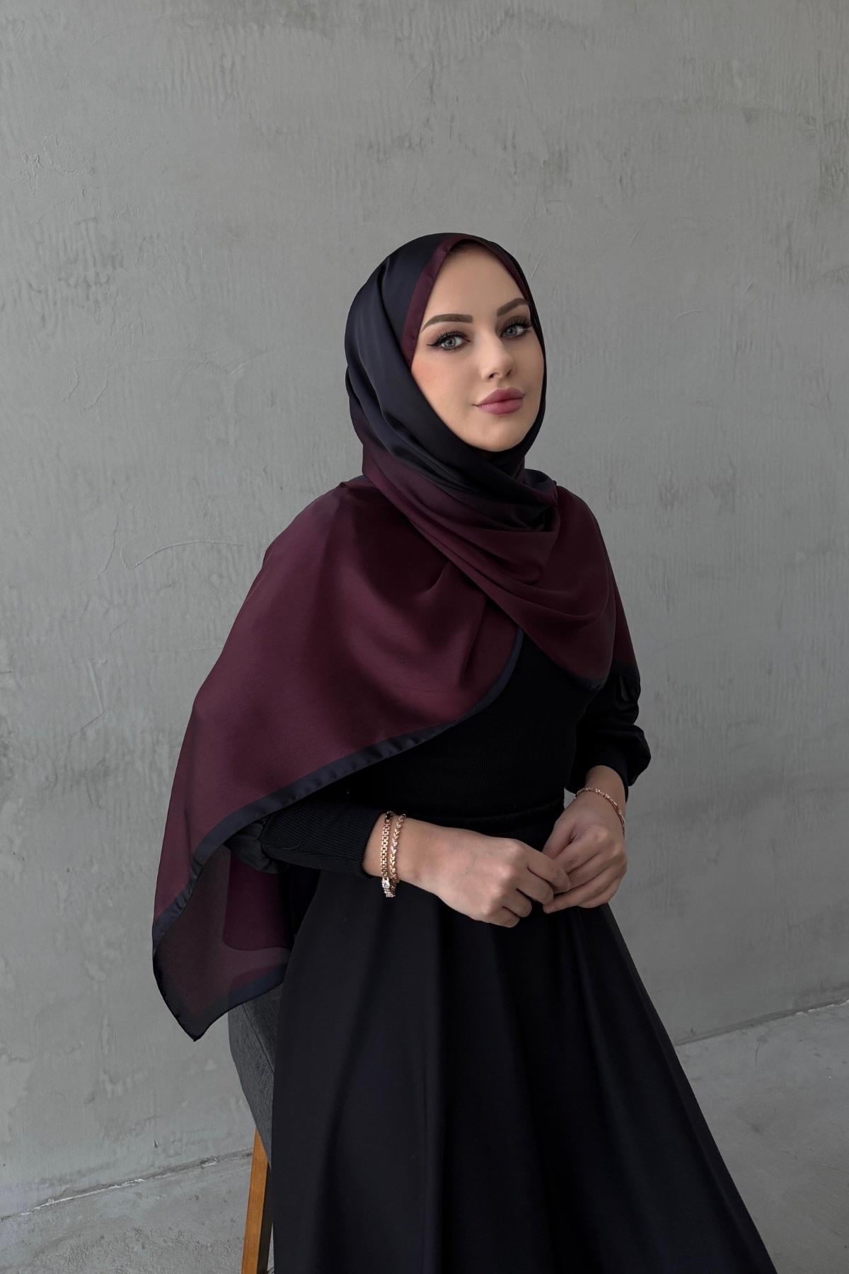 SiyahBordo Degrade Şal