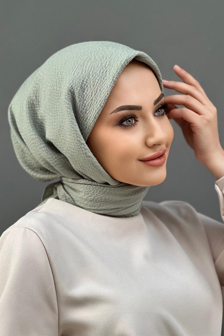 Soft Yeşil Naturel Eşarp