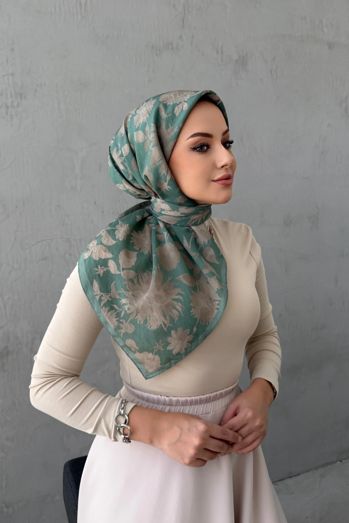 Su Yeşili Eylül Modal İpek Eşarp