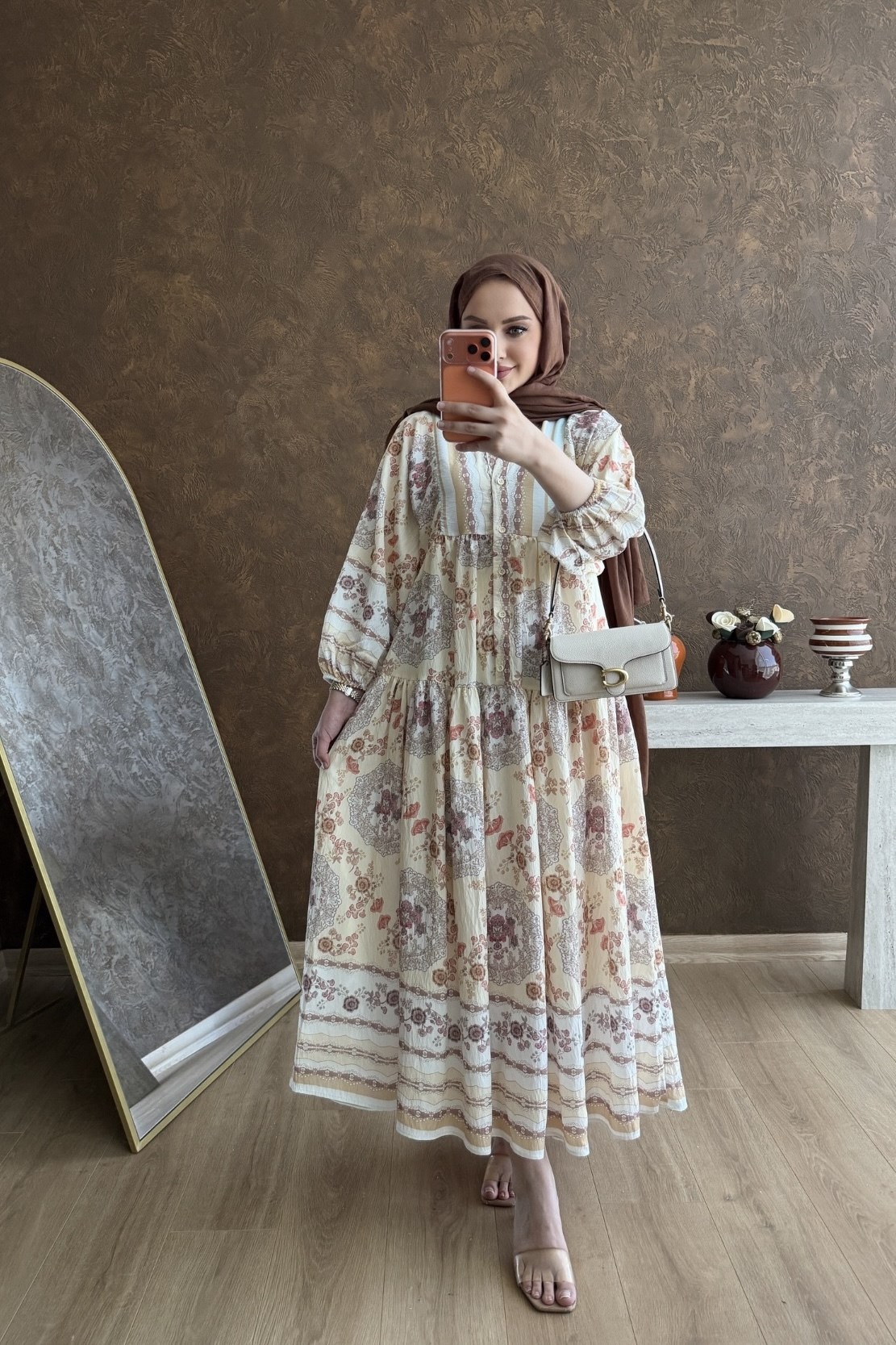 Talia Pamuk Vual Elbise Sarı
