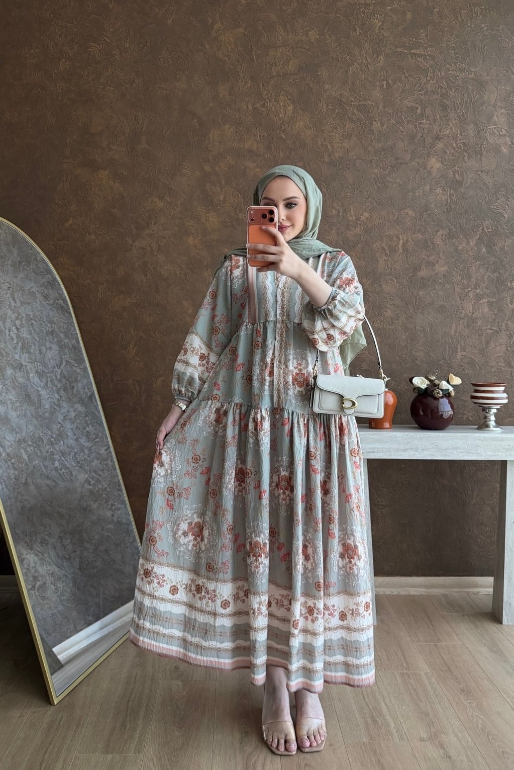 Talia Pamuk Vual Elbise Yeşil