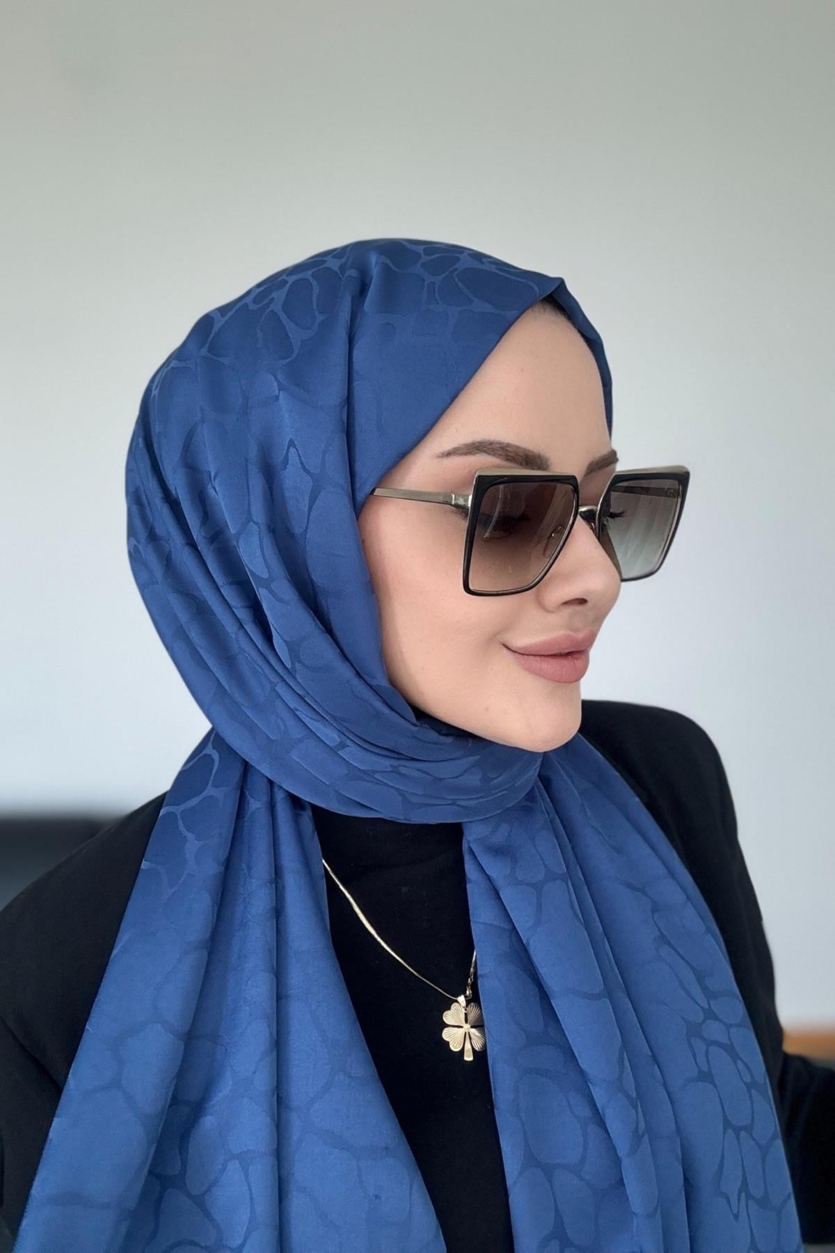 Taş Desen İpeksi Jakar indigo