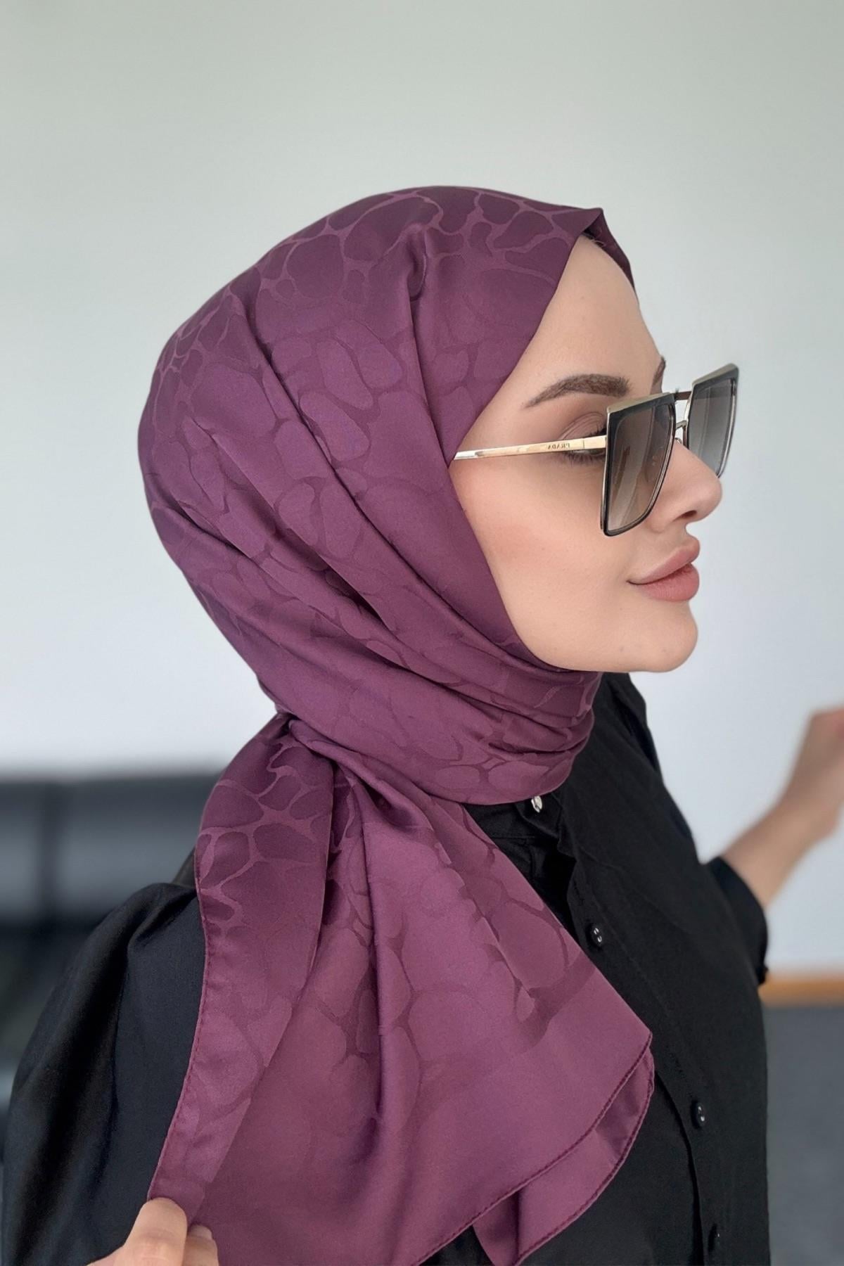 Taş Desen İpeksi Jakar Mor