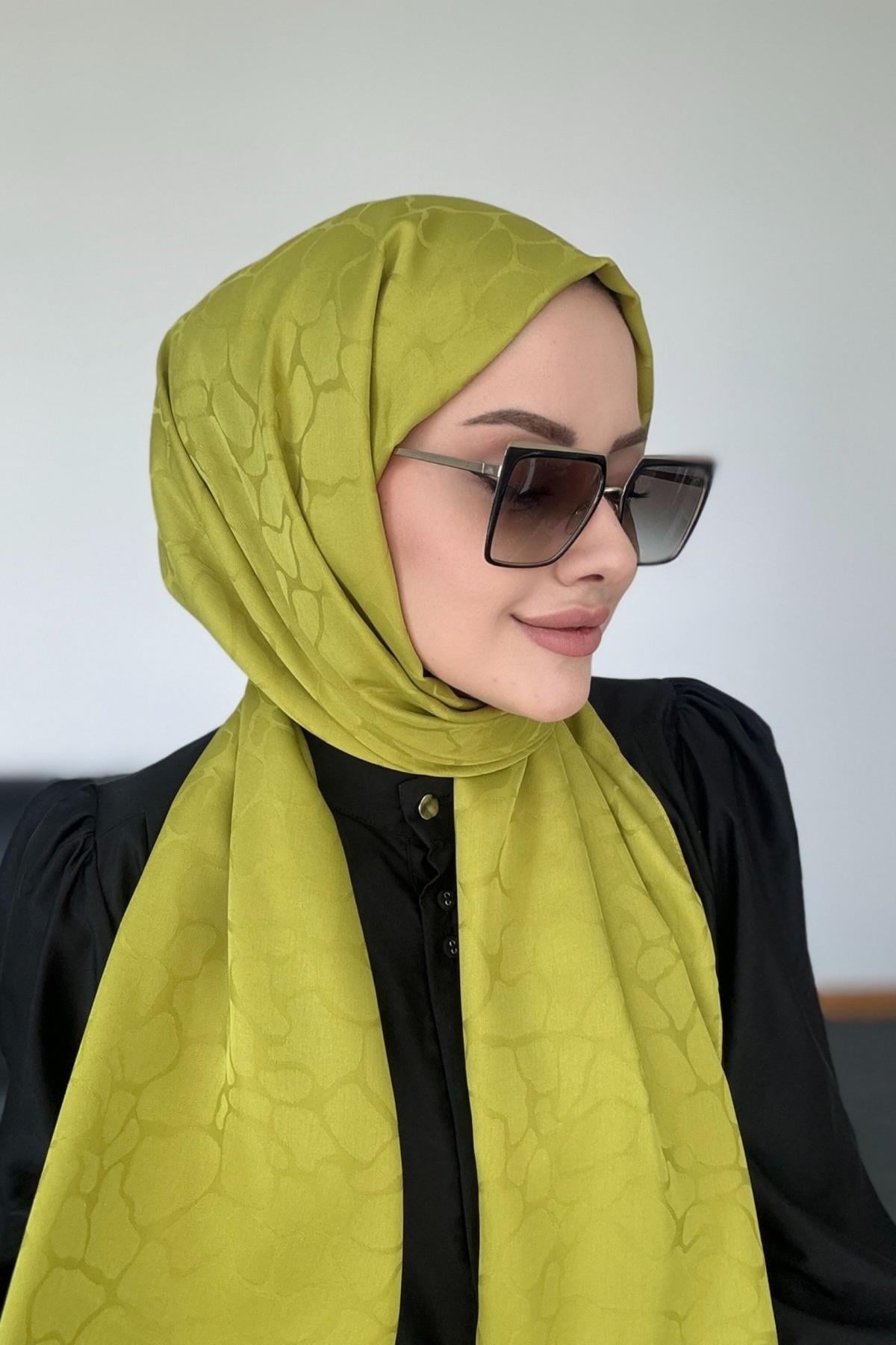 Taş Desen İpeksi Jakar Yağ Yeşili 