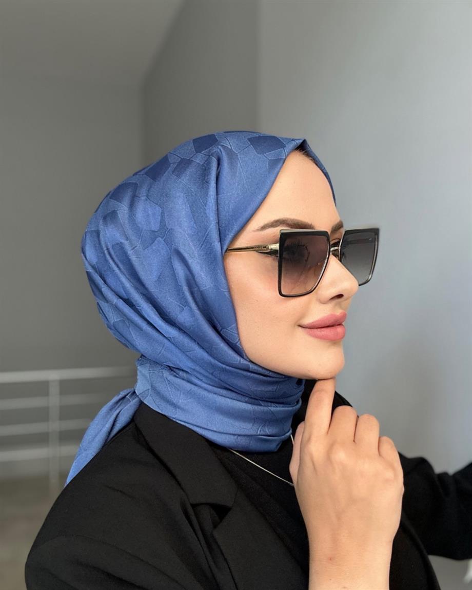 Taş desen jakar sal indigo