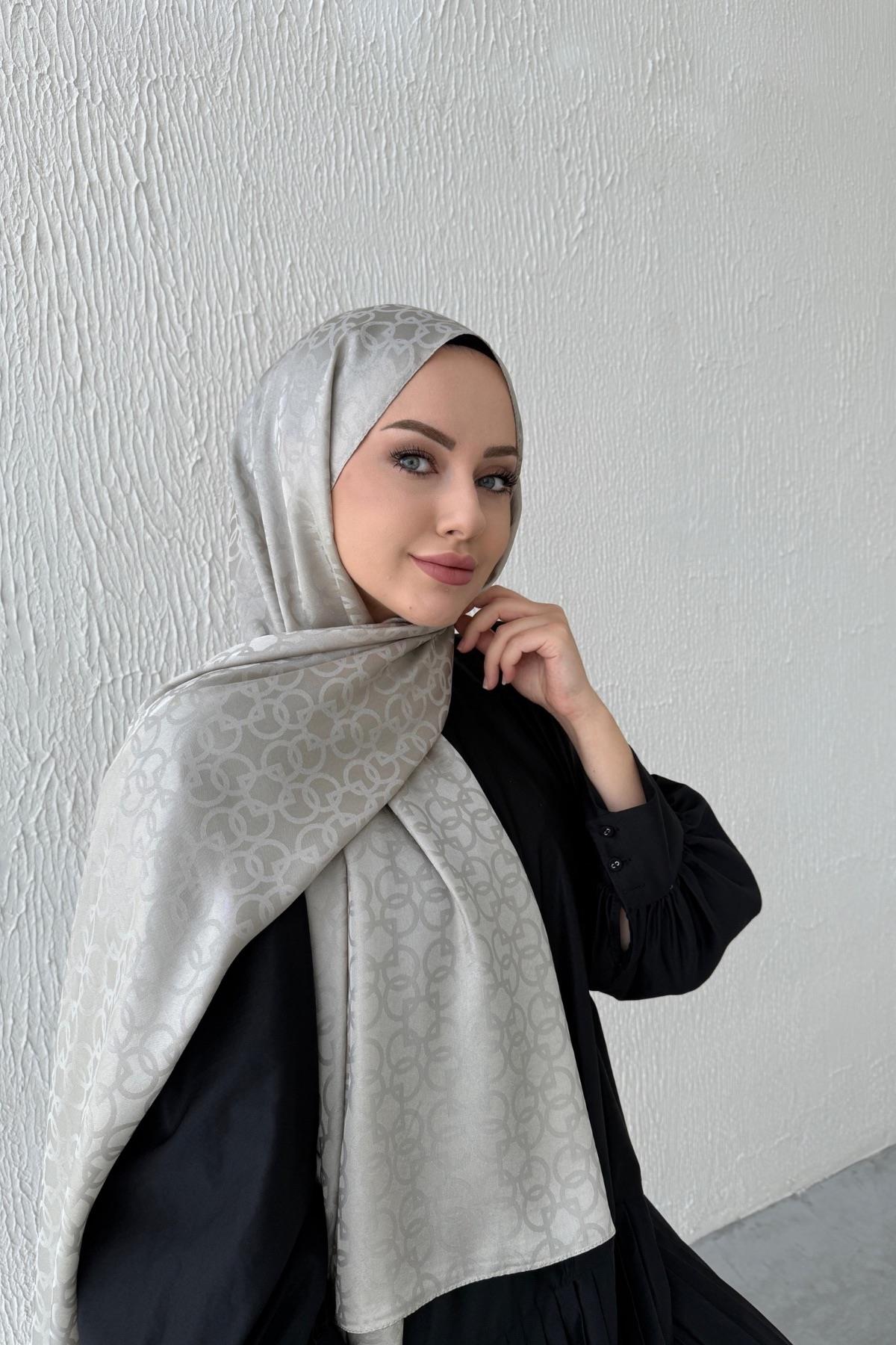 Taş Rengi Geometrik Jakar Şal