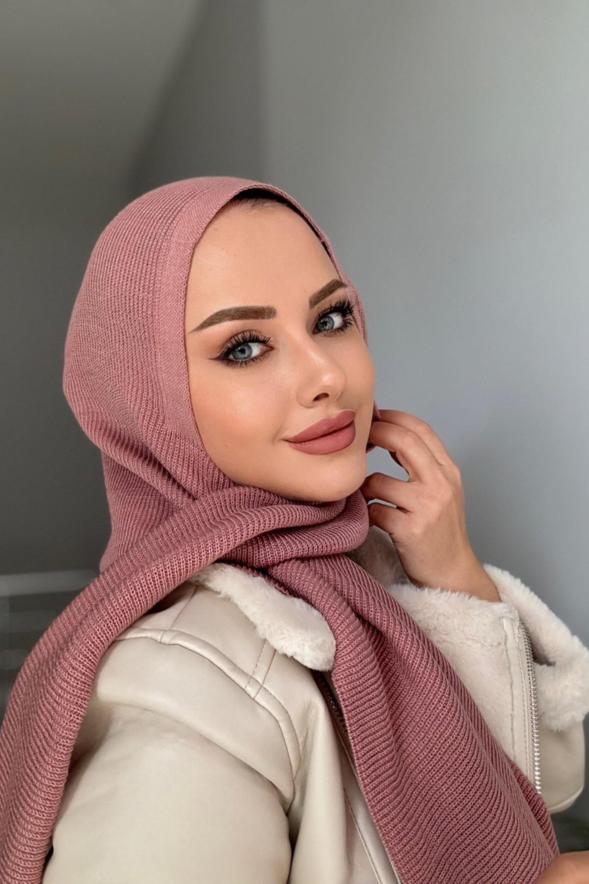 Triko Atkılı Bere Pembe