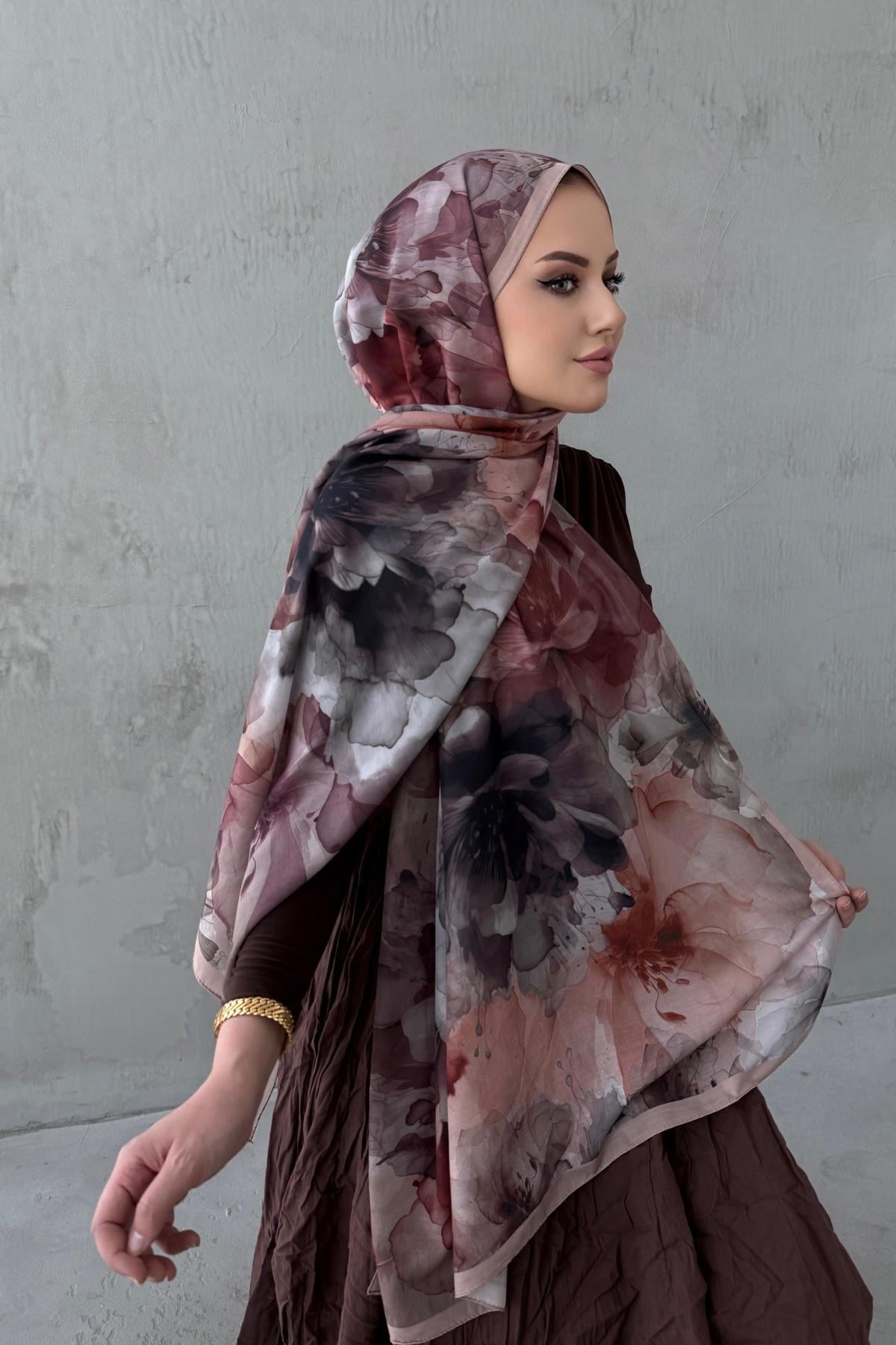 Vizon Nilüfer Bohem Modal İpek Şal