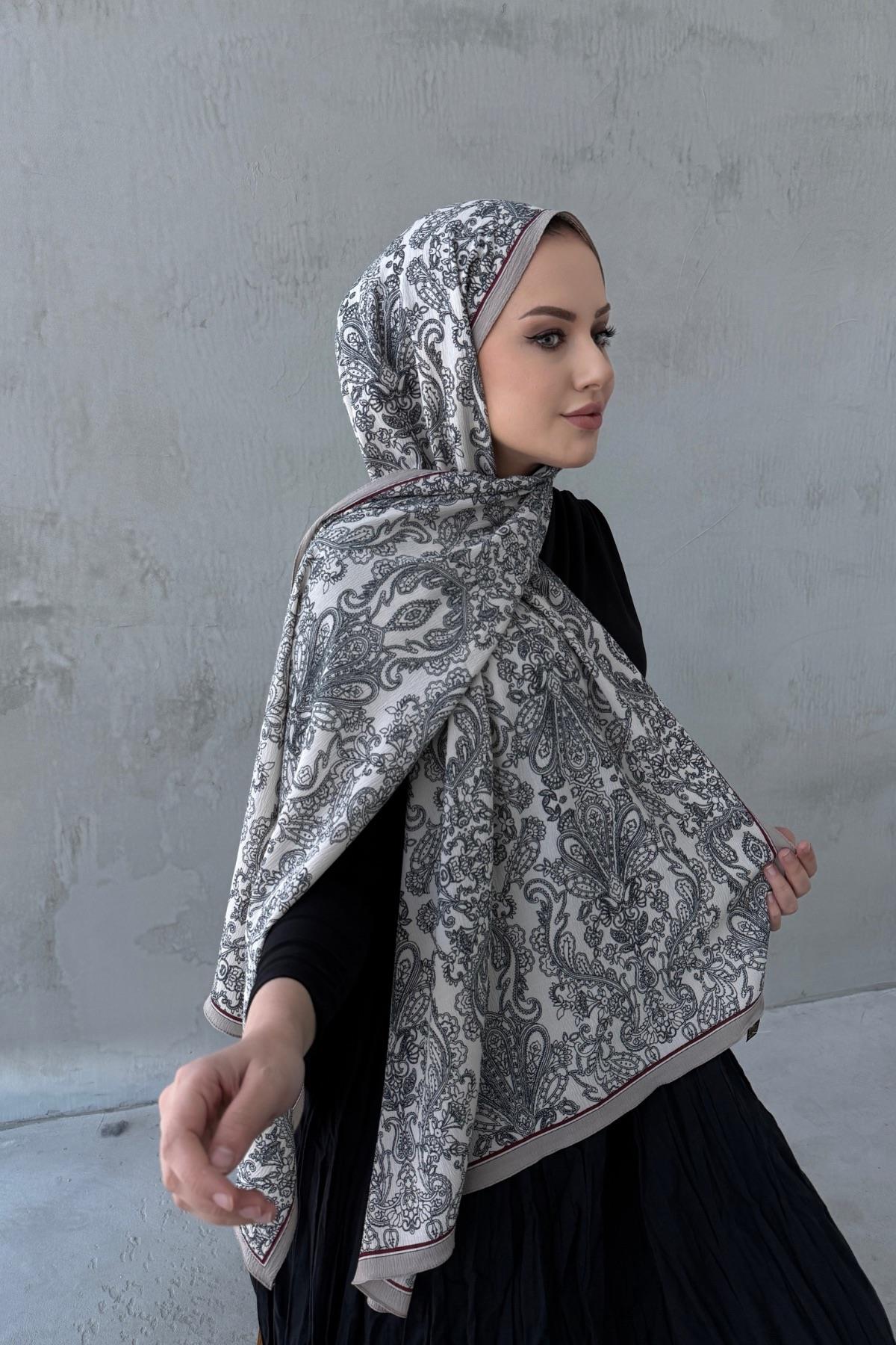 Vizon&Ekru Meyra Modal Krinkıl Şal