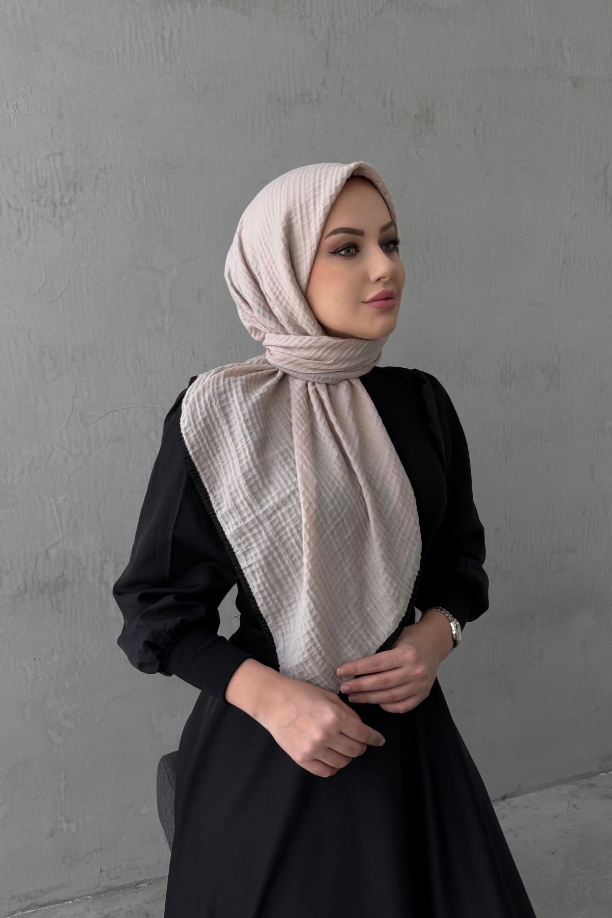 VizonSiyah Müslin Eşarp 