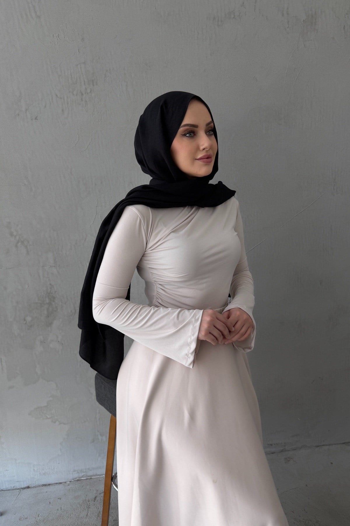 Volan Kol Bej Drape Badi ( S-M-L) Uyumlu