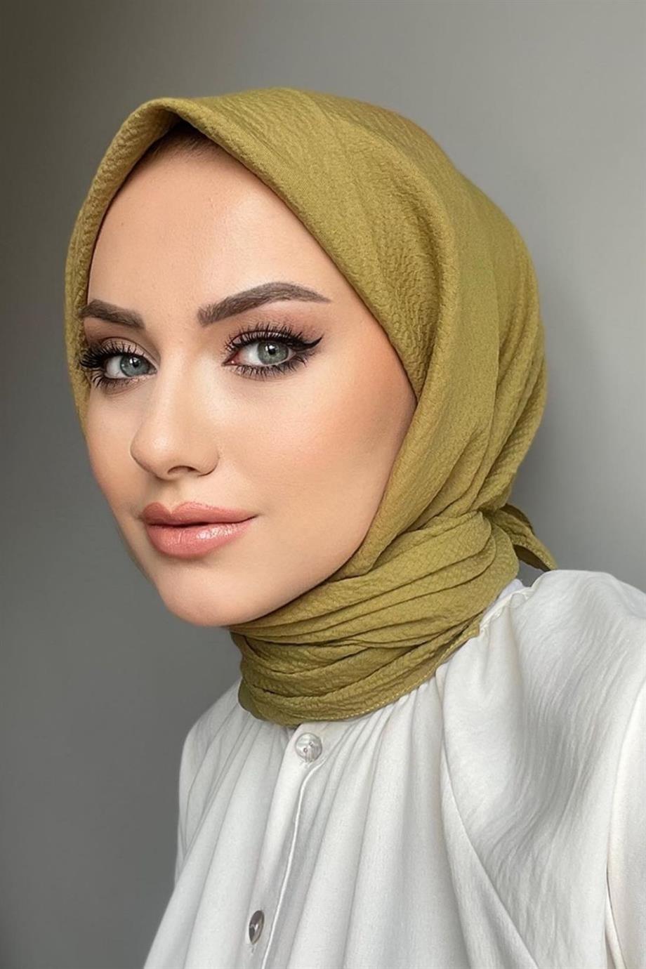 Yağ Yeşili Naturel Eşarp