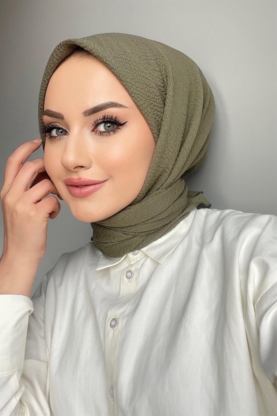 Yaprak Yeşili Naturel Eşarp