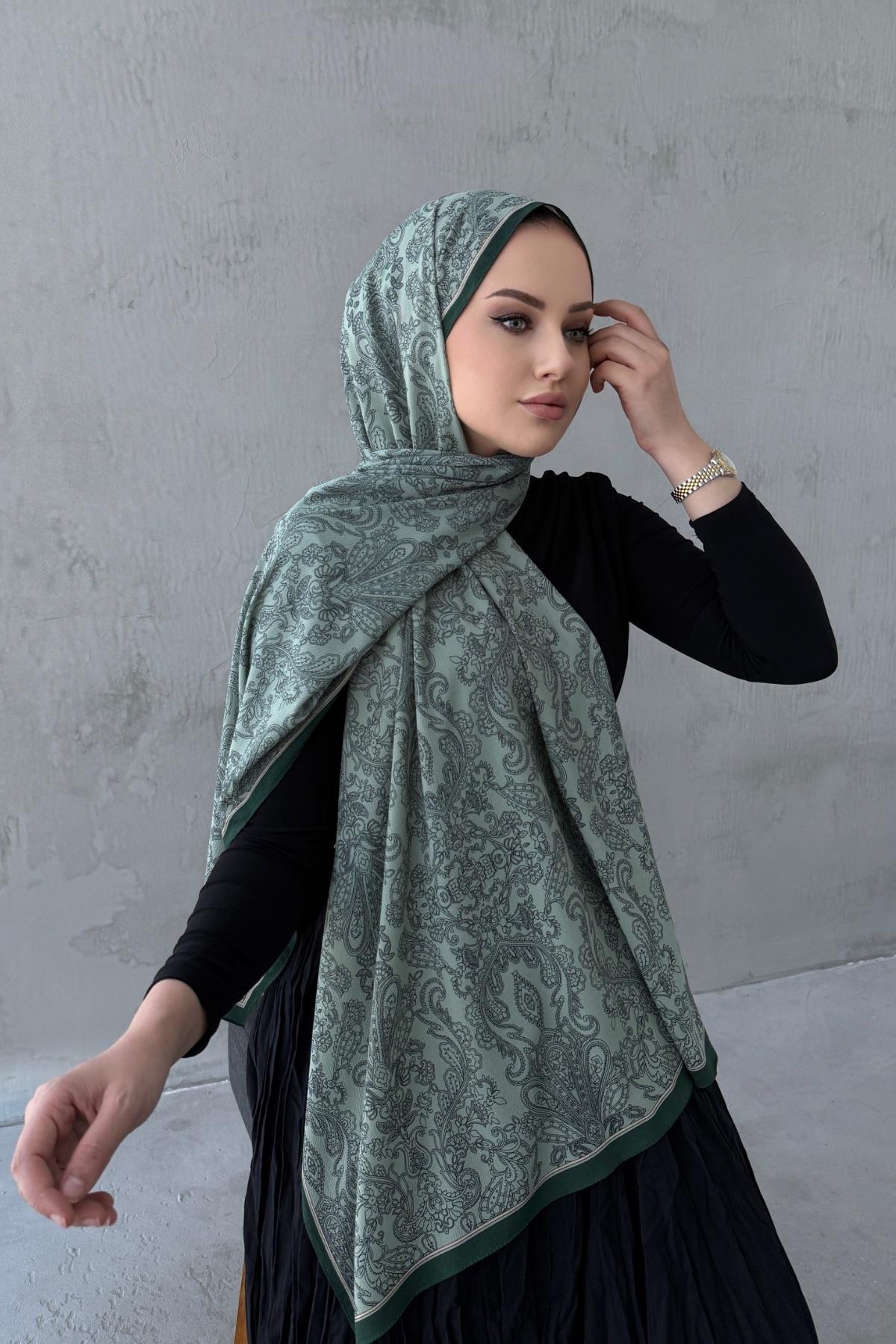Yeşil Meyra Modal Krinkıl Şal