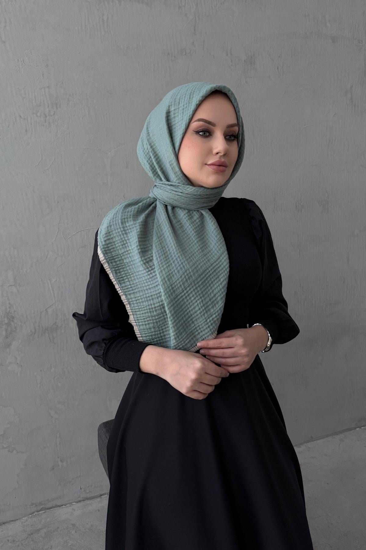 Yeşil Müslin Eşarp 