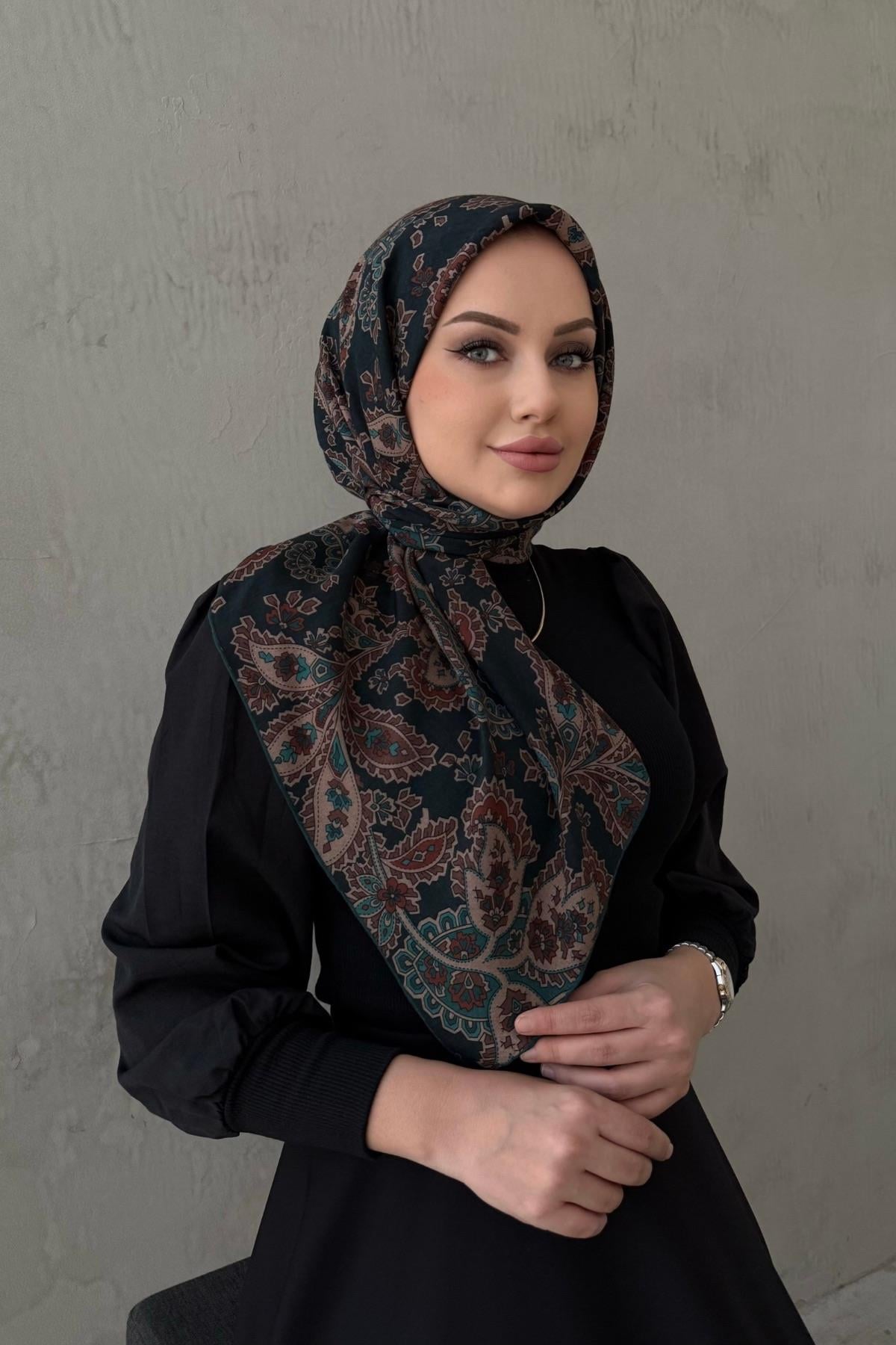 Yeşil Sema %100 Pamuk Eşarp
