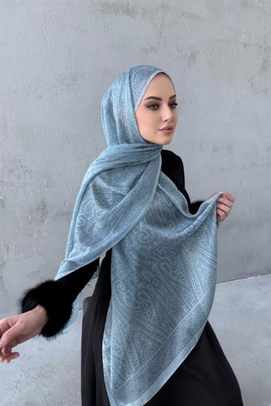 Light Blue Asu Authentic Indian Silk Shawl