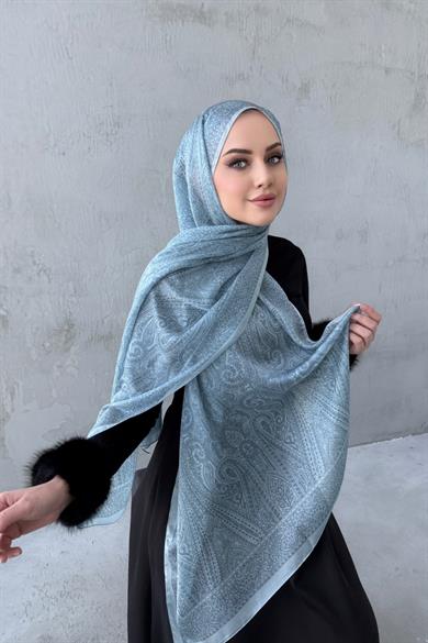 Light Blue Asu Authentic Indian Silk Shawl