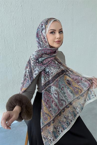 Light Mink Bergüzar Authentic Indian Silk Shawl