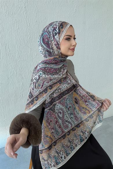 Light Mink Bergüzar Authentic Indian Silk Shawl