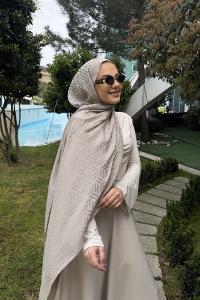 Açık Vizon Kibrit Desen Naia Şal 