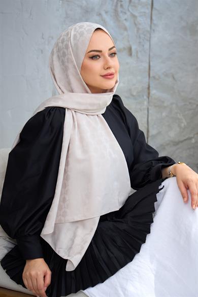 Açık Vizon Mozaik Desen İpeksi Jakar Şal