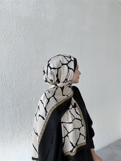 Açık Vizon Taş Desen Vual İpek Şal