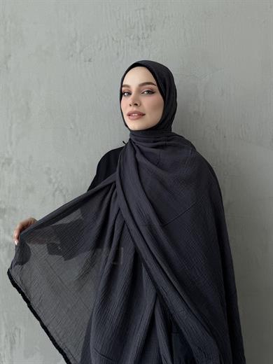 Antrasit Müslin Biyeli Şal 