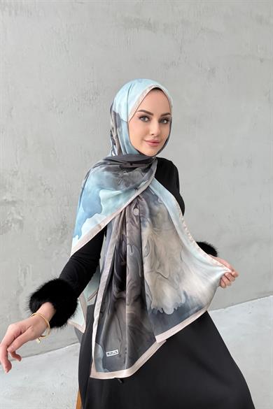 Baby Blue&Mink Eftelya Sand Silk Shawl