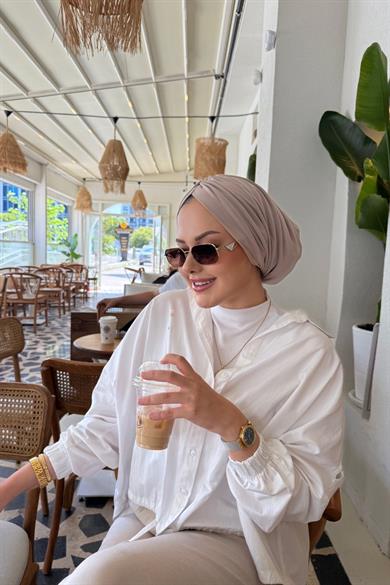 Beige Designer Bonnet