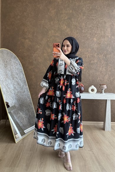 Beyza Viskon Elbise Siyah