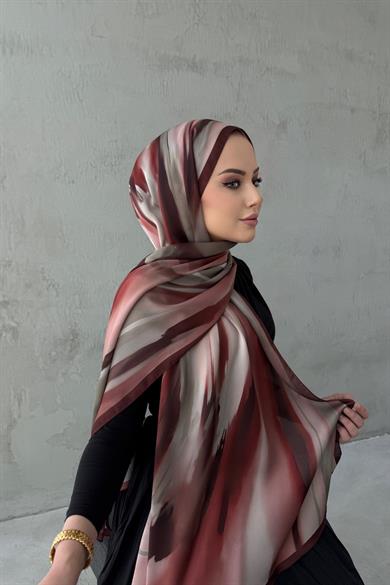 Burgundy Berçem Sanded Silk Shawl