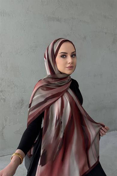 Burgundy Berçem Sanded Silk Shawl