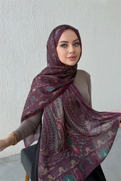 Burgundy Berfin Authentic Indian Silk Shawl