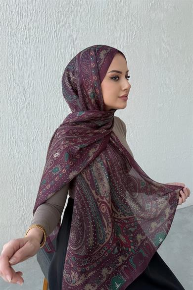 Burgundy Berfin Authentic Indian Silk Shawl