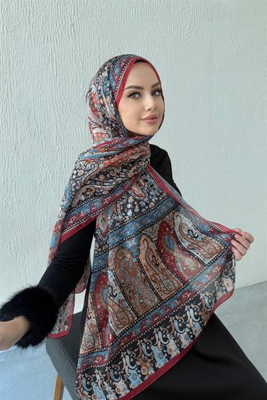 Burgundy Bergüzar Authentic Indian Silk Shawl