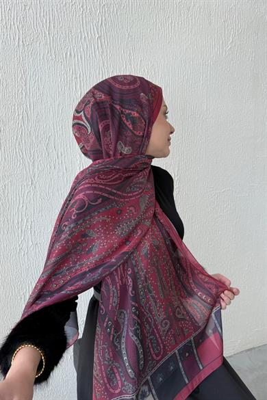 Burgundy & Burgundy Etro Authentic Indian Silk Shawl